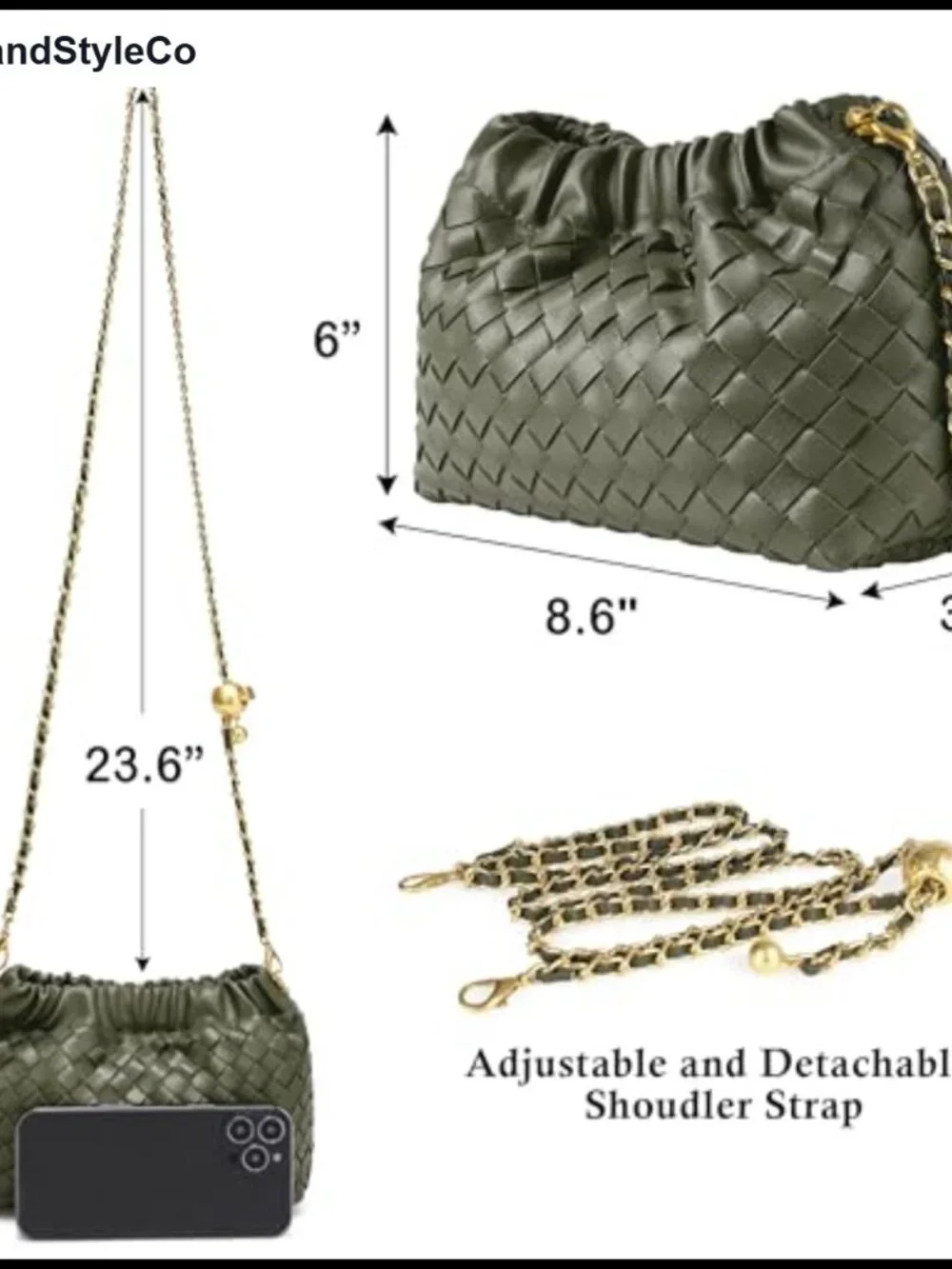 Faux Leather Woven Hobo Bag & Crossbody Purse with Ruched Design